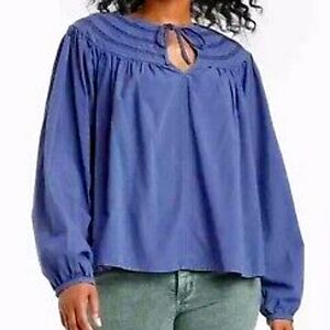 Universal Threads blue blouse with front tie keyhole XL